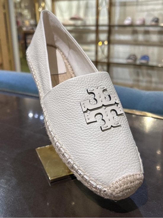 Tory Burch Shoes - Tory Burch Signature Logo Leather Espadrille Flat Shoes